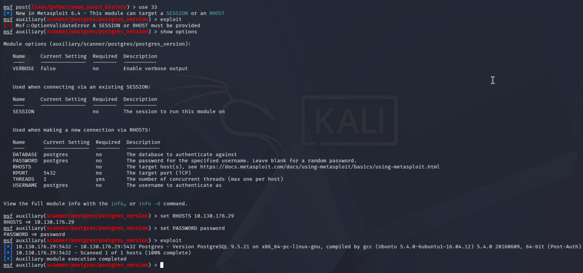 Escaneo de versión de Postgres